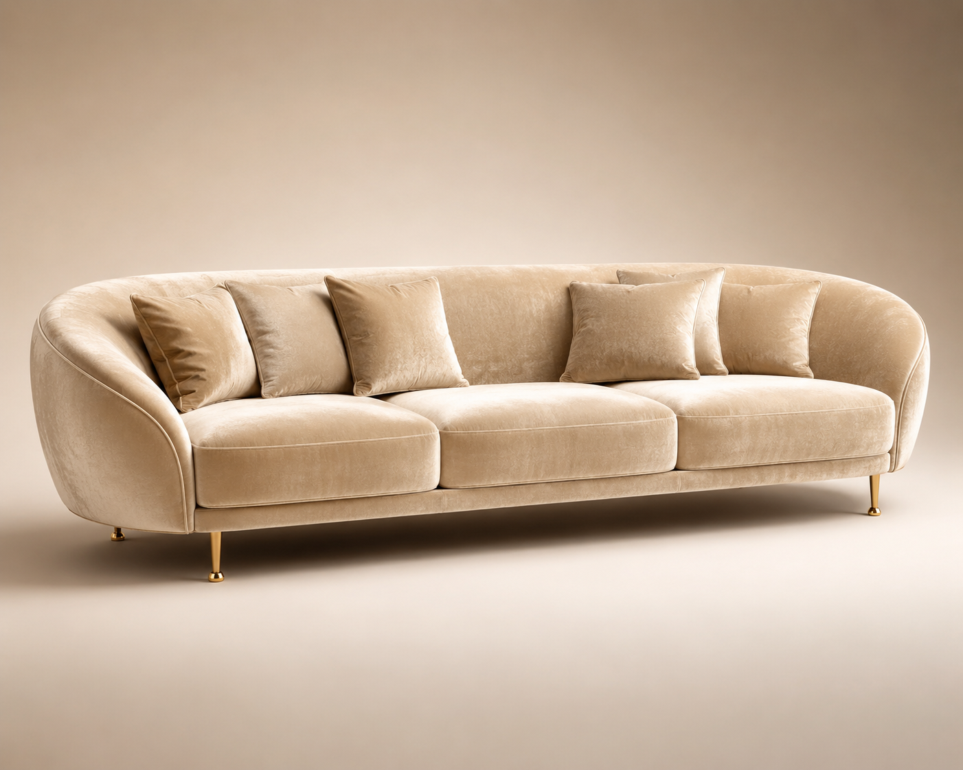 Galaxy Aurora luxury sofa bathed in warm light